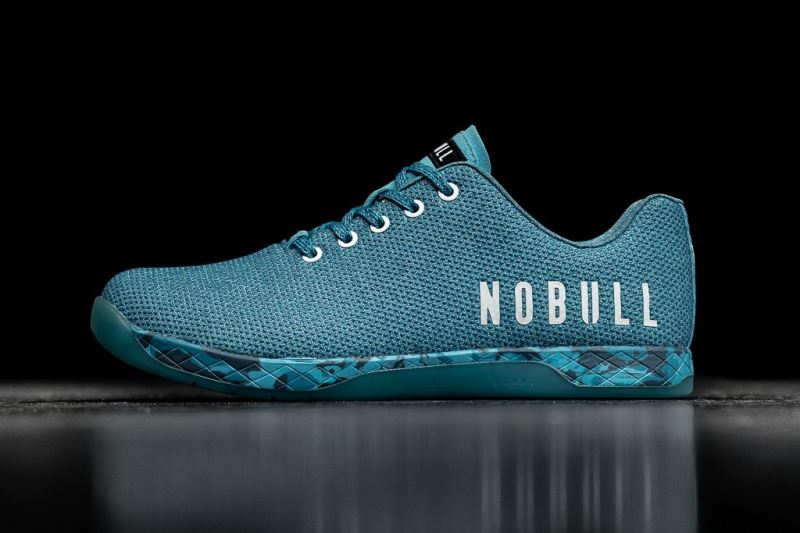 Blue Men's Nobull Water Heather Trainers | ISHUTB-957