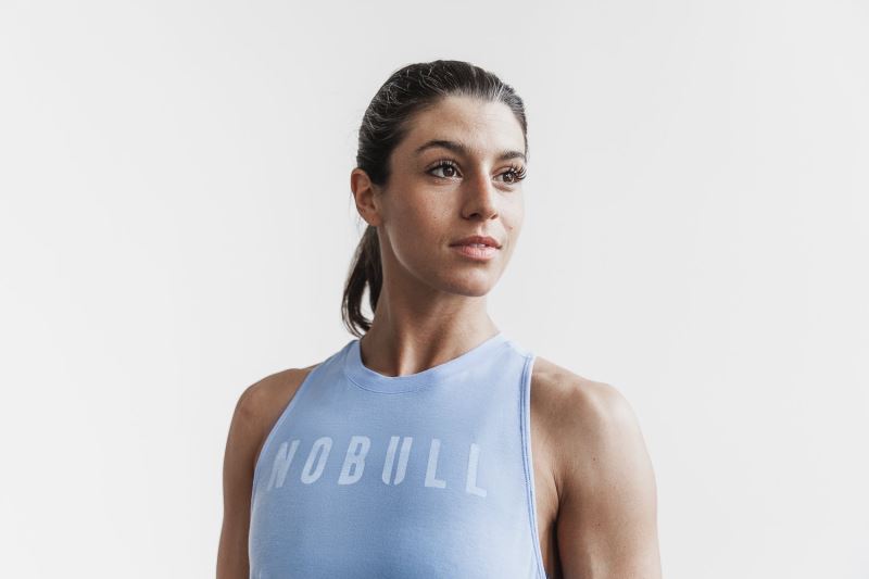 Blue Women's Nobull High-Neck Bright Colors Tanks | RGJVWX-895