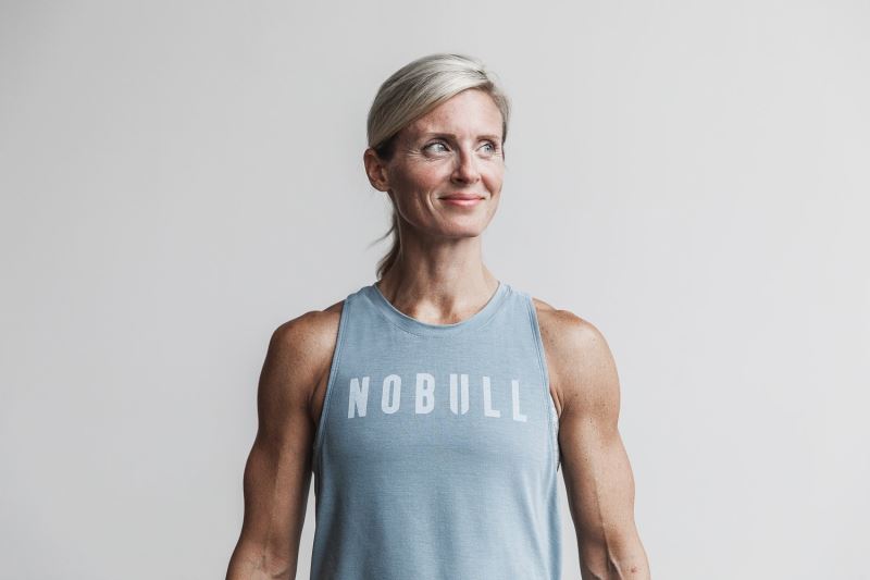 Blue Women's Nobull High-Neck Seasonal Colors Tanks | OQMISK-190