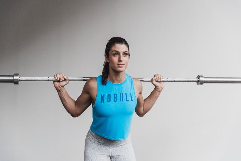 Blue Women's Nobull Muscle Neon Tanks | IPVUMW-964