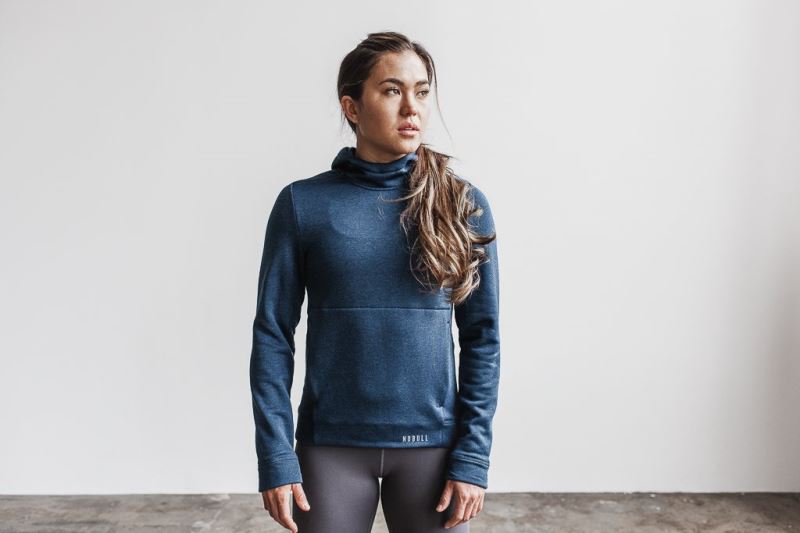 Blue Women's Nobull Performance Pullover Hoodies | DWZRBA-831