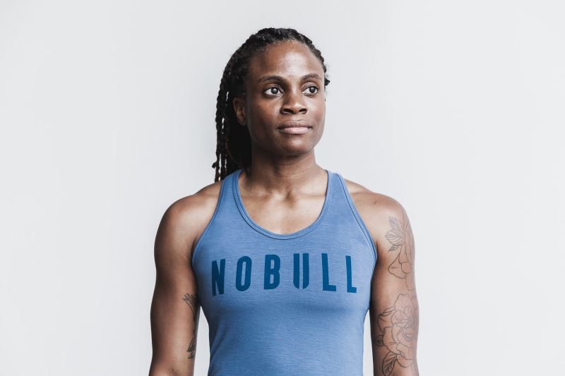 Blue Women's Nobull Racerback Bright Colors Tanks | KWVONE-785