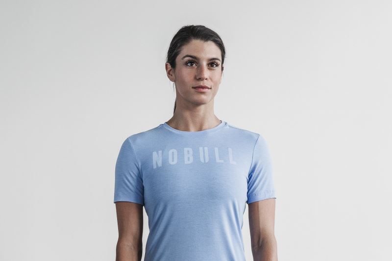 Blue Women's Nobull Slim Fit T-Shirts | STCNUW-401