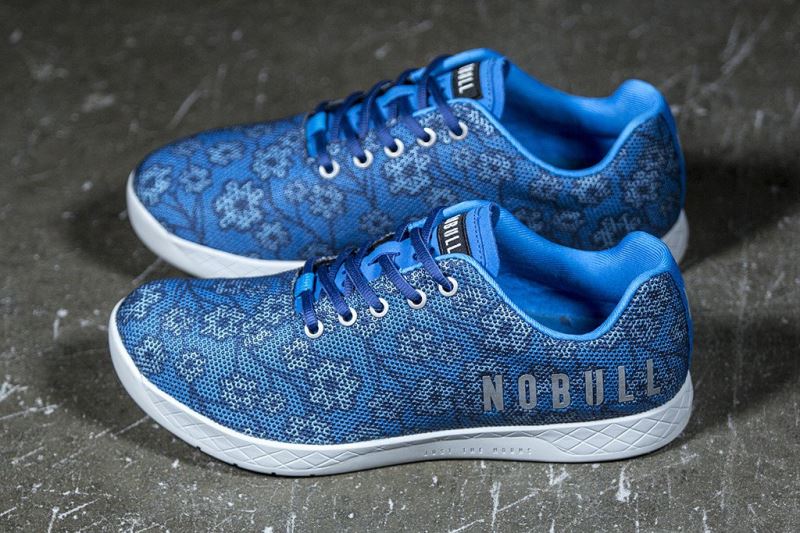 Blue Women's Nobull Spring Floral Trainers | DUZPWO-573