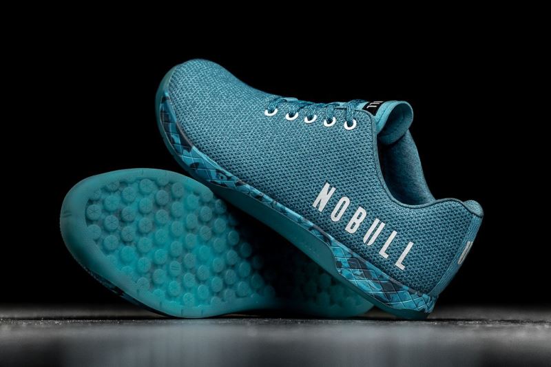 Blue Women's Nobull Water Heather Trainers | CTHUBM-471