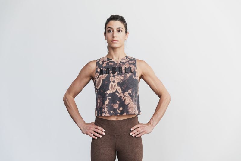 Brown Black Women's Nobull Muscle Tie-Dye Tanks | NJLVSG-912