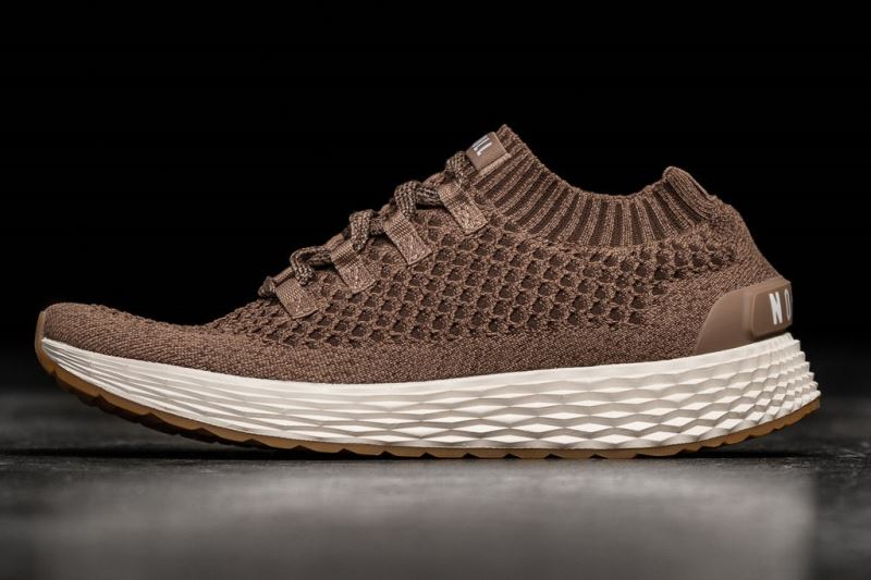 Brown Men's Nobull Espresso Knit Running Shoes | ZBTNES-749