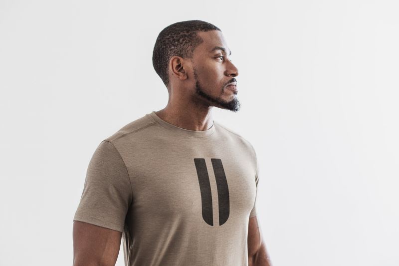 Brown Men's Nobull Horns T-Shirts | OAYKJC-384