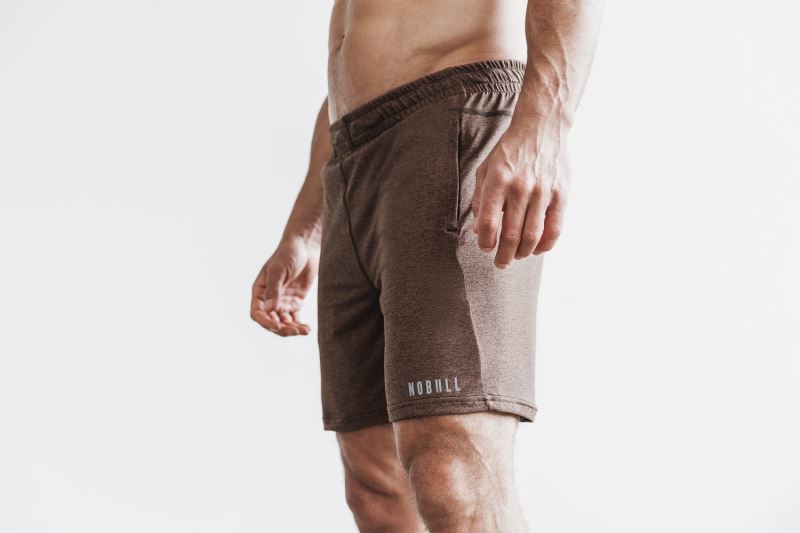 Brown Men's Nobull Lightweight Knit 7" Shorts | FVDUSY-341