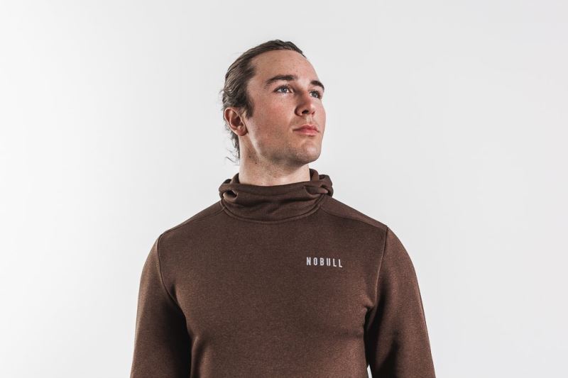 Brown Men's Nobull Performance Pullover Hoodies | MWVZYT-745