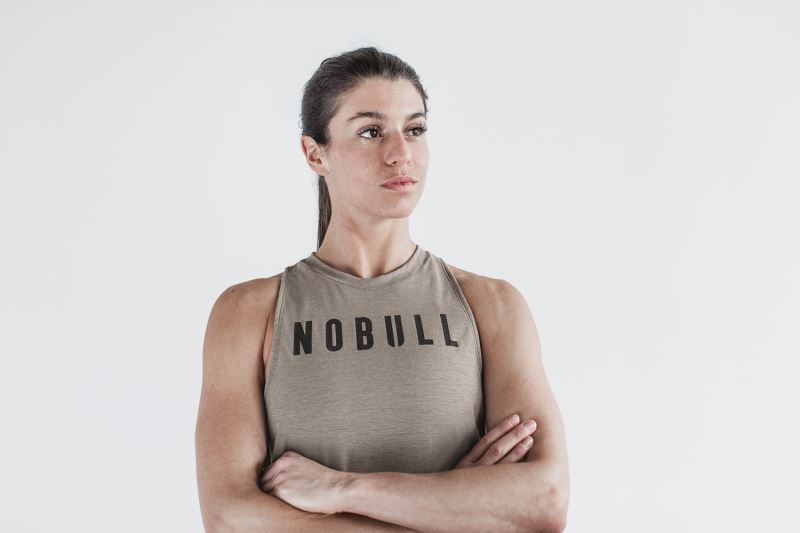 Brown Women's Nobull High-Neck Classic Colors Tanks | LDSRJZ-720