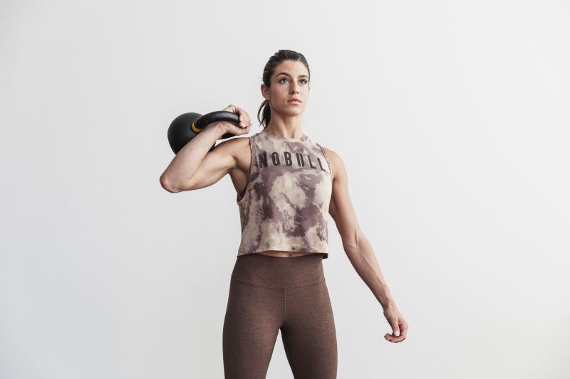 Brown Women's Nobull Muscle Tie-Dye Tanks | KATICX-946