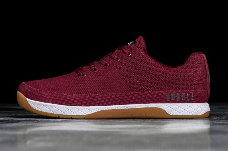 Burgundy Men's Nobull Canvas Trainers | QYBHLU-638