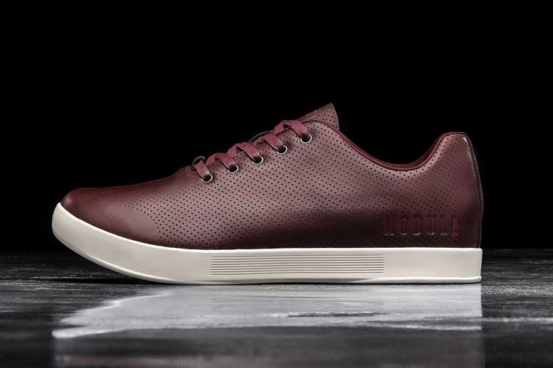 Burgundy Women's Nobull Leather Trainers | WPZLFM-786