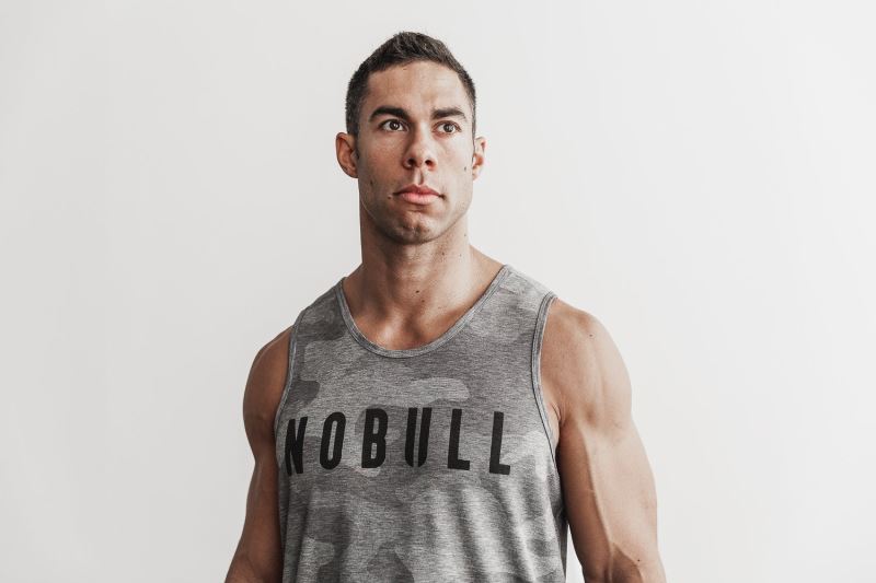 Camouflage Men's Nobull Camo Tanks | WDTQGK-706