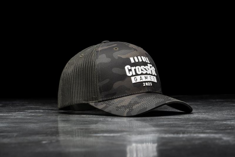 Camouflage Men's Nobull Crossfit Games 2021 Curved-Brim Trucker Hats | VHOAJU-632