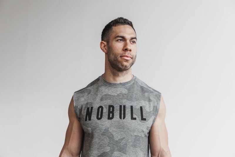 Camouflage Men's Nobull Sleeveless Camo T-Shirts | SBADYK-290