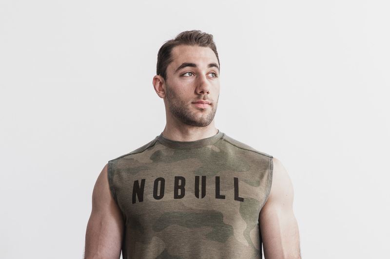 Camouflage Men's Nobull Sleeveless Camo T-Shirts | VMGABJ-375