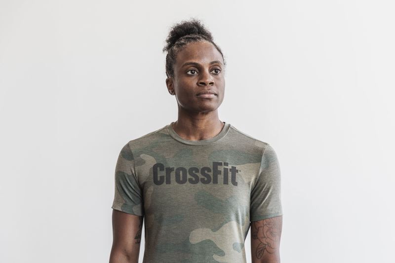 Camouflage Women's Nobull Crossfit Camo T-Shirts | RPDMQW-837