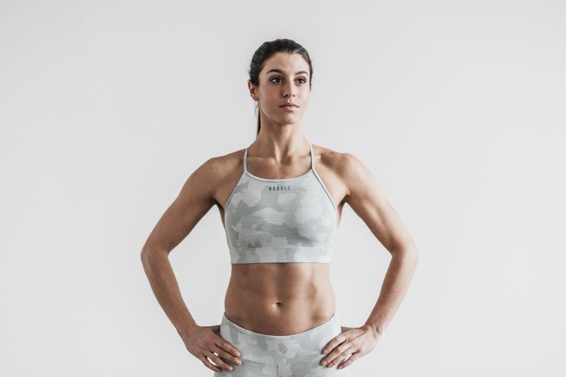 Camouflage Women's Nobull High-Neck Melange Sports Bras | WZGYMV-185