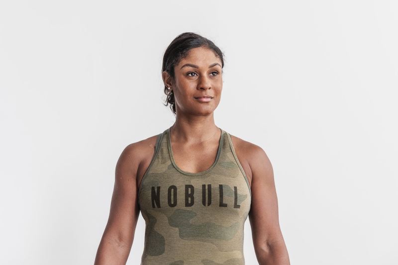 Camouflage Women's Nobull Racerback Camo Tanks | RIFHPW-789