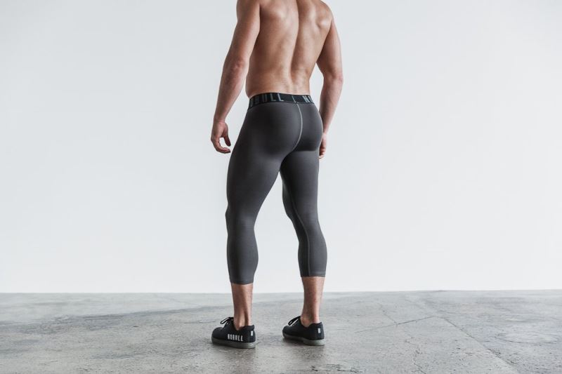 Dark Grey Men's Nobull 3/4 Compression Tights | BDZSPL-682