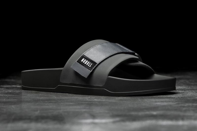 Dark Grey Men's Nobull Adjustable Slides | HKVDJX-196