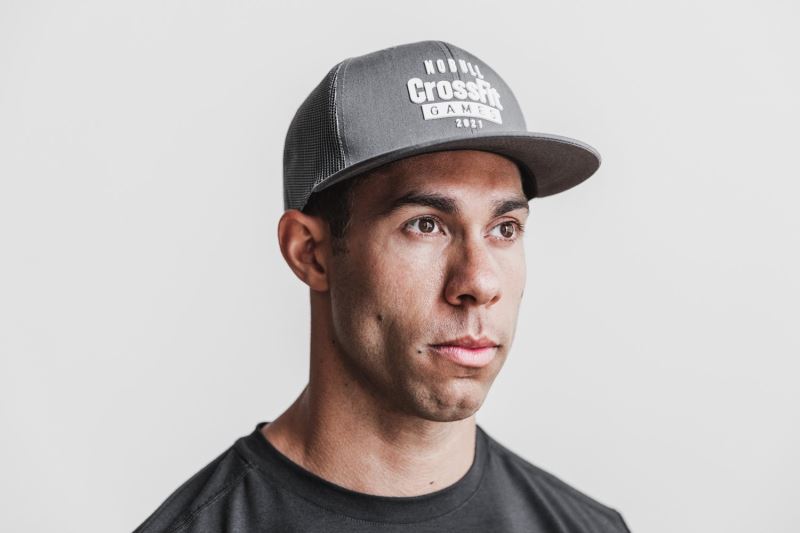 Dark Grey Men's Nobull Crossfit Games 2021 Flat-Brim Trucker Hats | QUYVGA-754