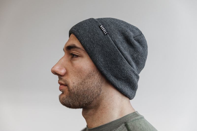 Dark Grey Men's Nobull Cuffed Beanies | LIPVTO-861