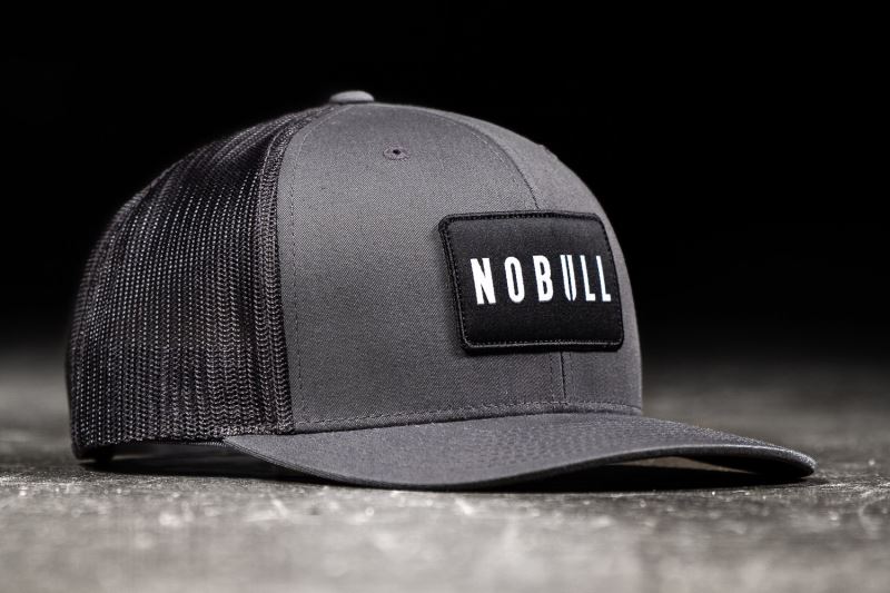 Dark Grey Men's Nobull Curved-Brim Trucker Hats | XWVRQG-968