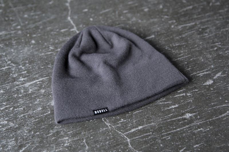 Dark Grey Men's Nobull Fitted Beanies | SDIXCR-793