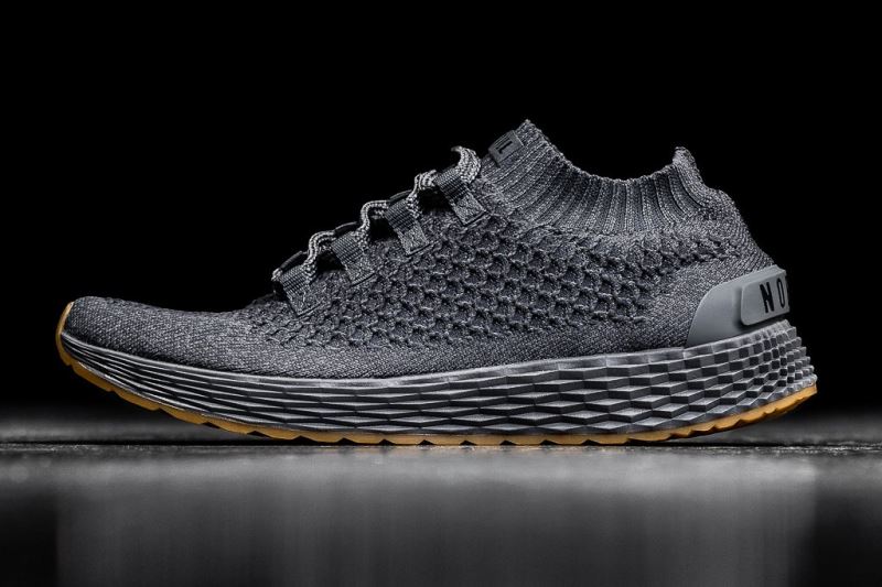 Dark Grey Men's Nobull Knit Running Shoes | TILQHR-076