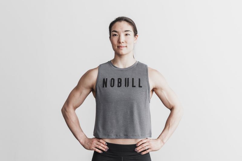 Dark Grey Women's Nobull Muscle Classic Colors Tanks | KJXILN-048