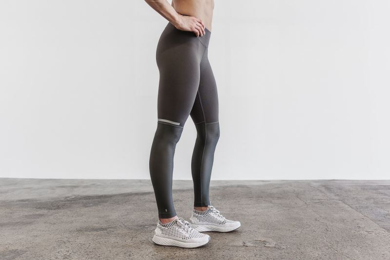 Dark Grey Women's Nobull Pace Tights | CIXPLD-918