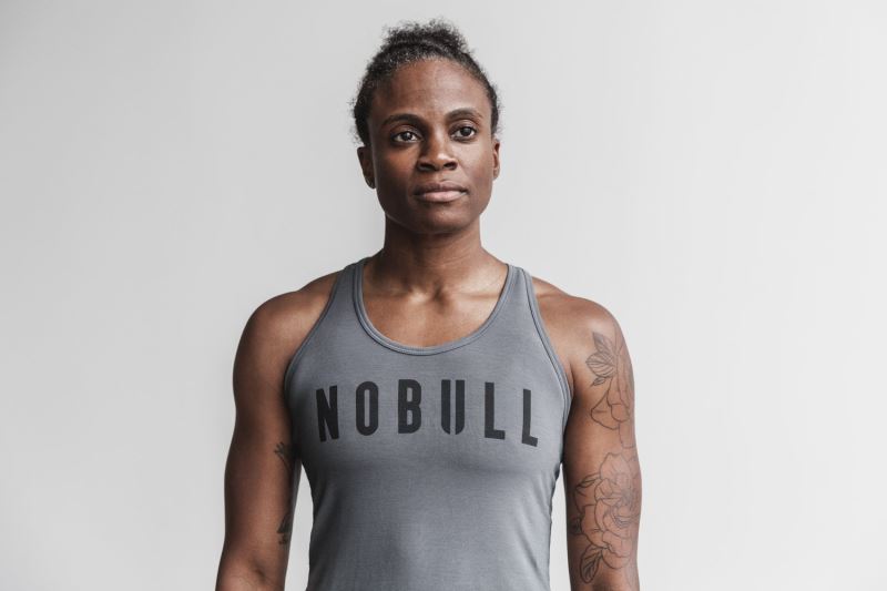 Dark Grey Women's Nobull Racerback Classic Colors Tanks | XPAQGN-452