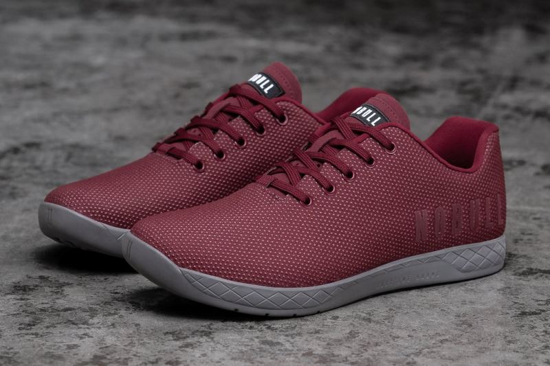 Dark Red Grey Men's Nobull Cabernet Trainers | SZFGED-058