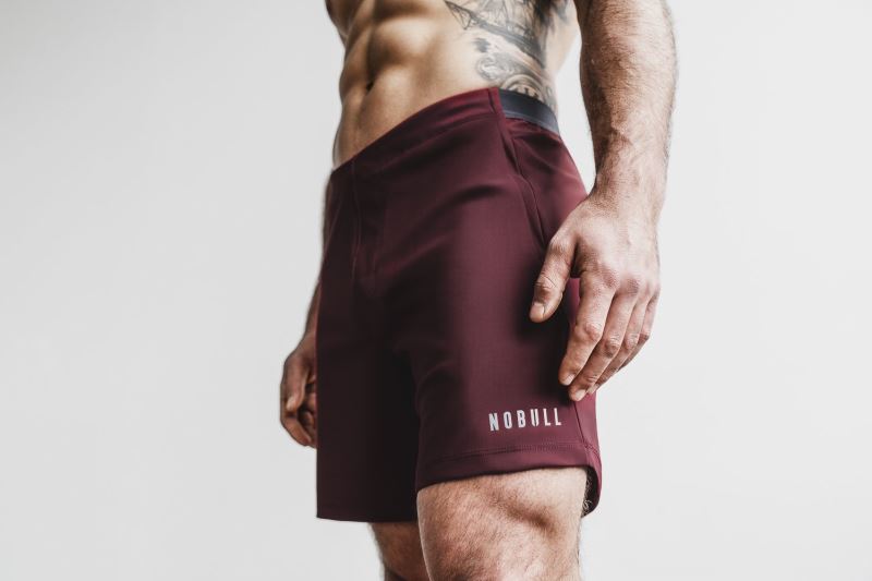 Dark Red Men's Nobull Lightweight 7" Shorts | QYOLIC-403