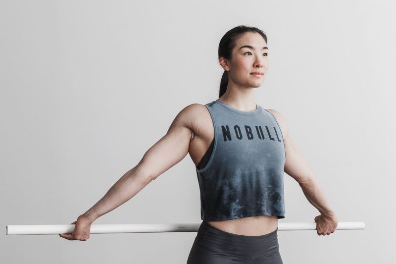 Dary Grey Women's Nobull Muscle Dip-Dye Tanks | ADLUQE-829