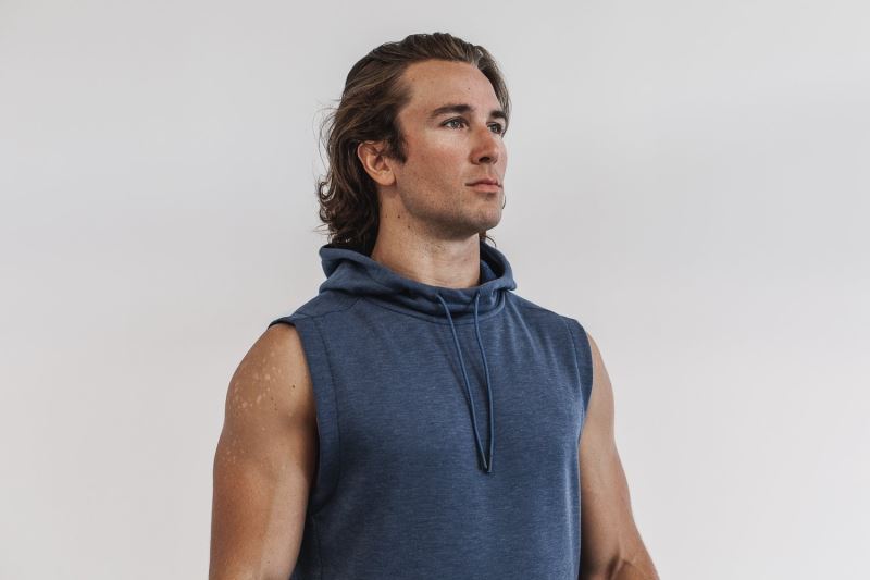 Deep Grey Men's Nobull Microplush Sleeveless Hoodies | QMKSHY-563