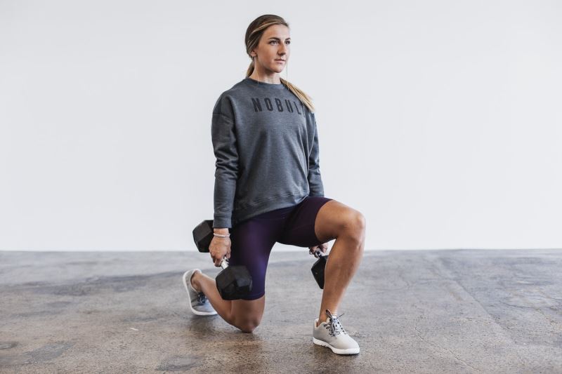 Deep Grey Women's Nobull Crew Sweatshirt | AHYZKU-267