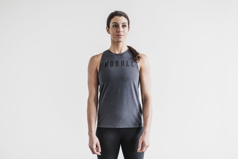 Deep Grey Women's Nobull High-Neck Classic Colors Tanks | HQLWGA-703