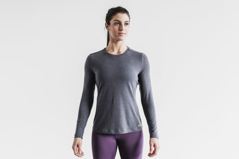 Deep Grey Women's Nobull Long Sleeve T-Shirts | ANPSJG-503