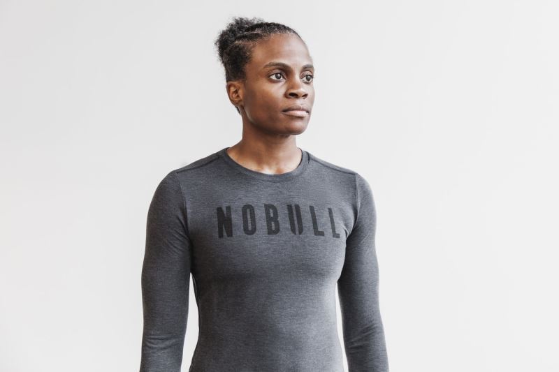 Deep Grey Women's Nobull Long Sleeve T-Shirts | BTLWOQ-367