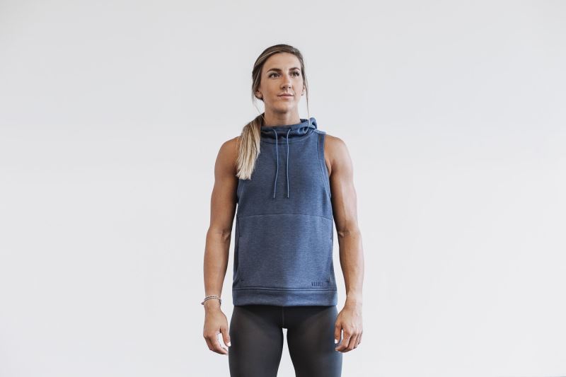 Deep Grey Women's Nobull Microplush Sleeveless Hoodies | LEYTSR-810