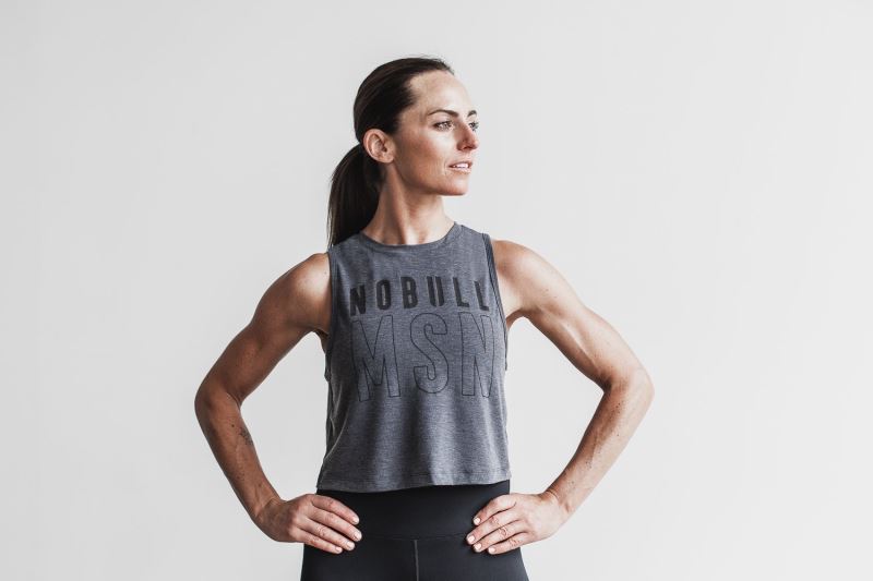 Deep Grey Women's Nobull Muscle Madison Tanks | SZAMDY-246