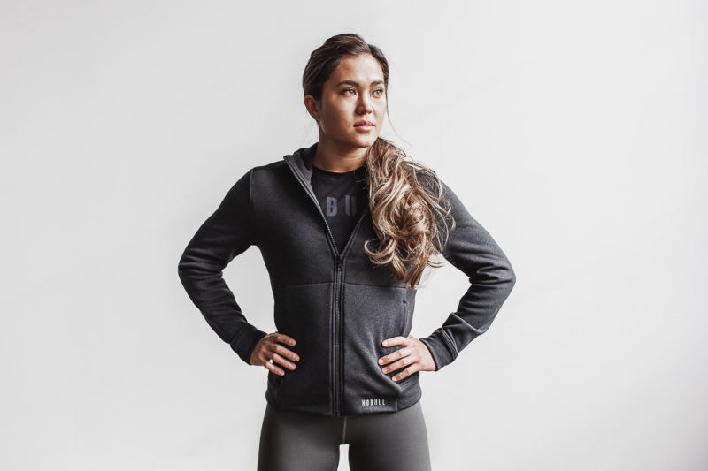 Deep Grey Women's Nobull Performance Zip-Up Hoodies | TJEUMV-246