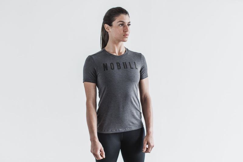 Deep Grey Women's Nobull Slim Fit T-Shirts | OBXUCV-278