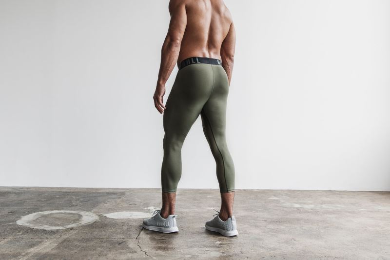 Green Men's Nobull 3/4 Compression Tights | KIBJXG-712