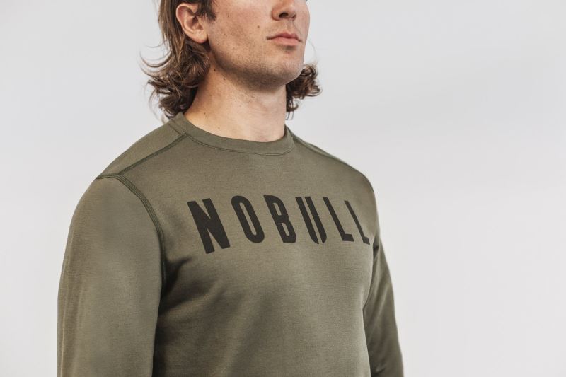 Green Men's Nobull Crew Sweatshirt | YEPVGD-584