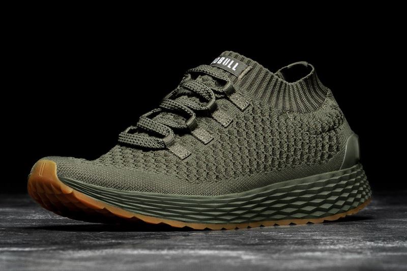 Green Men's Nobull Knit Running Shoes | CYQFXH-473